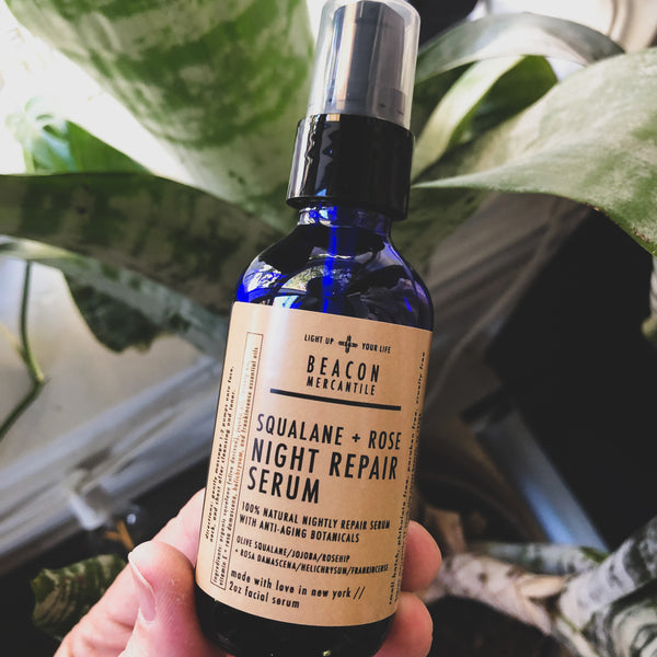 Squalane + Rose Night Repair Serum with Olive Squalane, Rosehip, Helichrysum, Frankincense