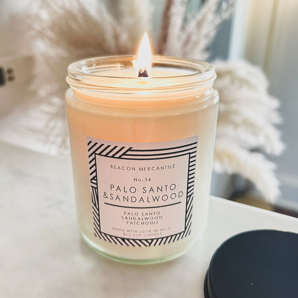 No.34 Palo Santo & Sandalwood // Recycled Glass Candle