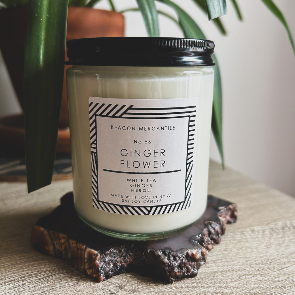 No.56 Ginger Flower // Recycled Glass Candle