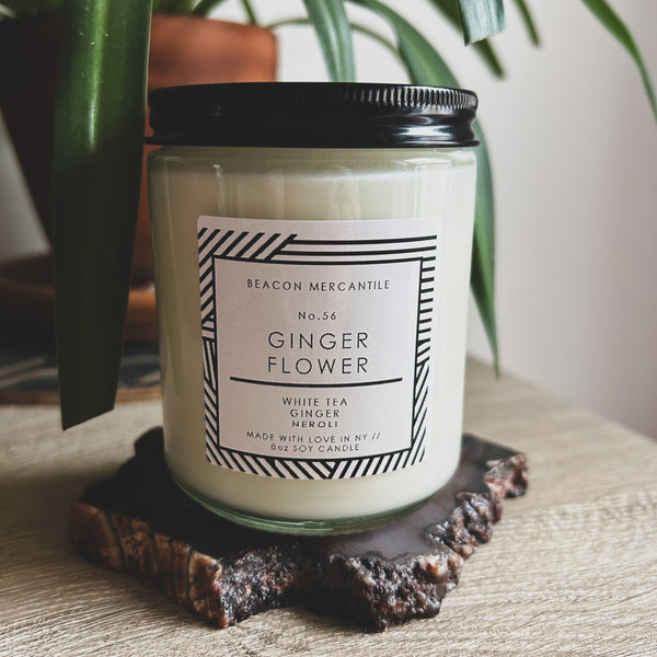 No.56 Ginger Flower // Recycled Glass Candle