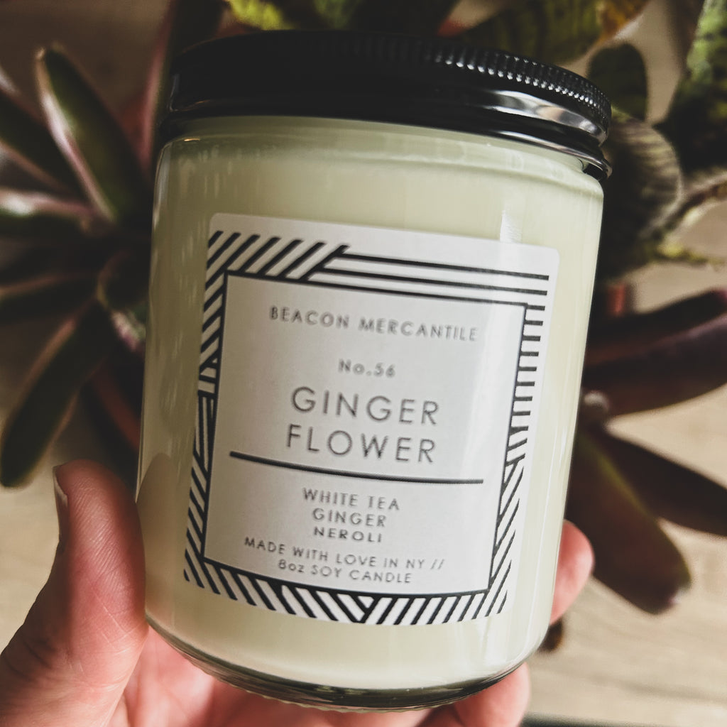No.56 Ginger Flower // Recycled Glass Candle