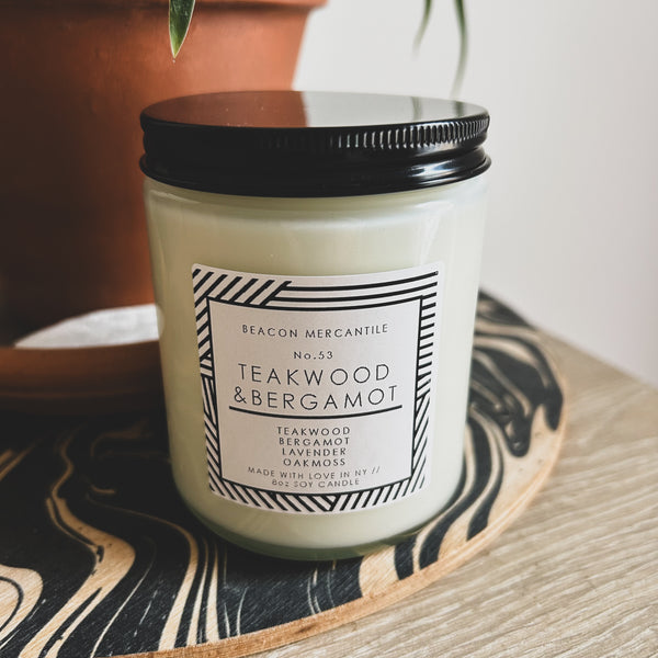 No.53 Teakwood & Bergamot // Recycled Glass Candle