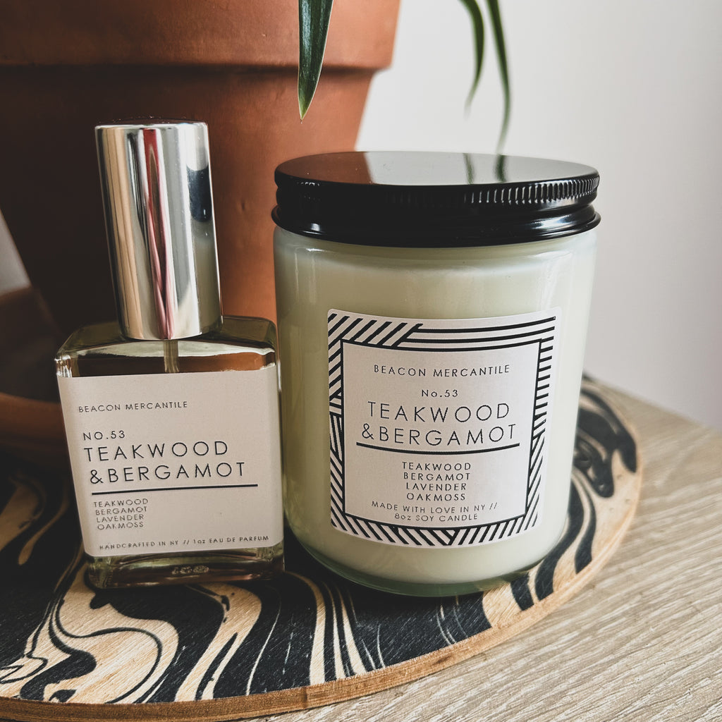 No.53 Teakwood & Bergamot // Recycled Glass Candle