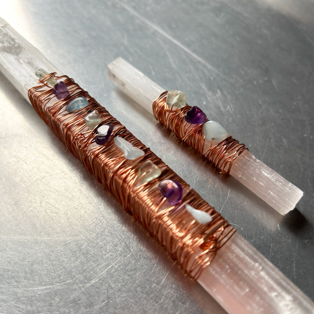 Good Vibes Handmade Selenite, Copper & Crystal Wands ✨