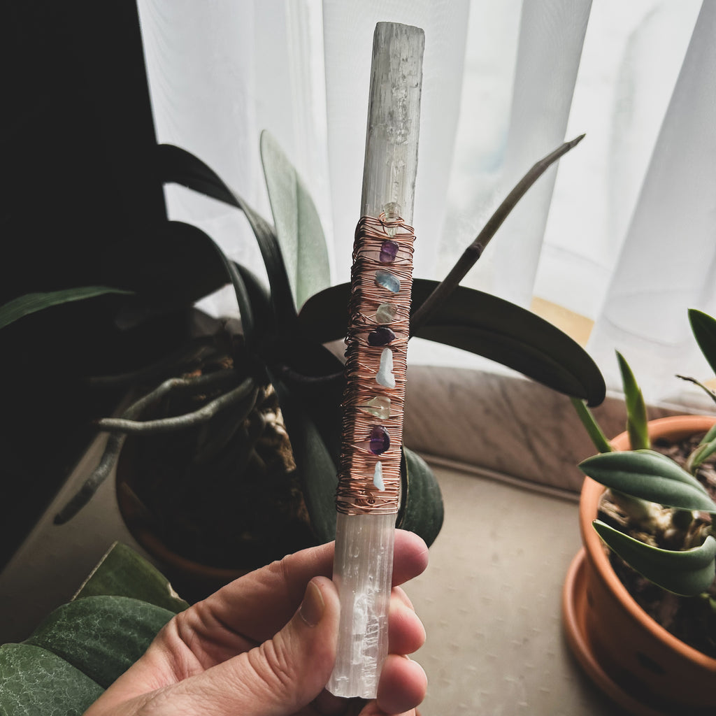 Good Vibes Handmade Selenite, Copper & Crystal Wands ✨