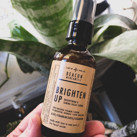 Brighten Up Vitamin C Facial Serum with Aloe, Jojoba, Geranium, and Handcrafted Coffee Extract