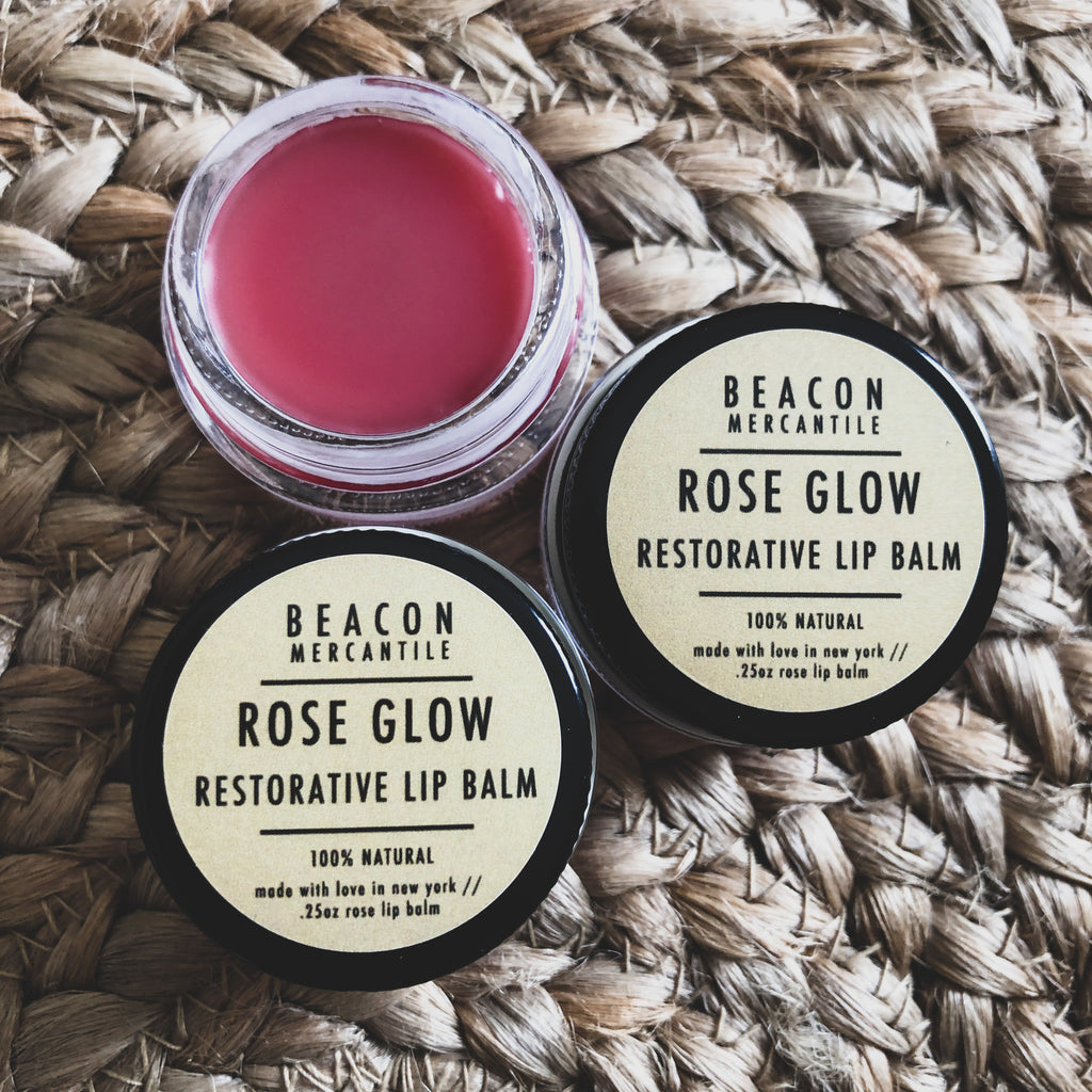 Rose Glow Restorative Lip Balm with Avocado, Coconut, Rosehip, Jojoba, and Rose Otto