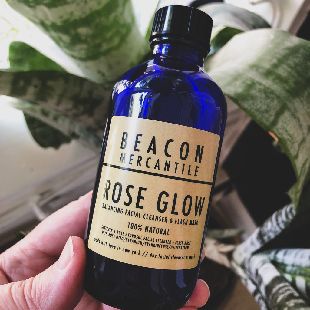 Rose Glow Hydrating Facial Cleanser + Flash Mask with Rose, Geranium, and Frankincense